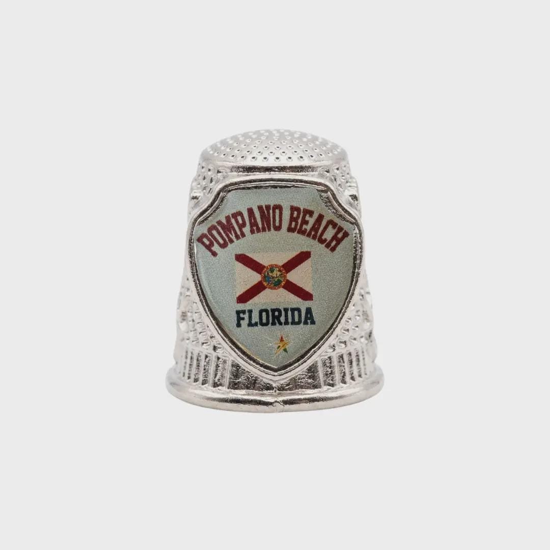 Pompano Beach Florida Collectible Souvenir Metal Zinc Thimble