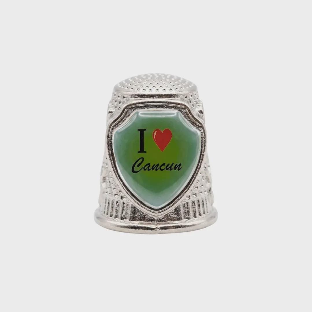 I Love Cancun Collectible Souvenir Metal Zinc Thimble