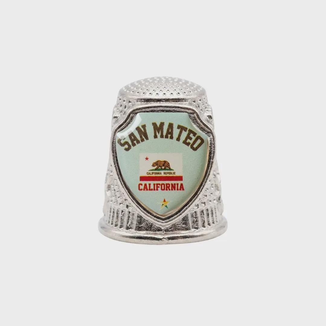 San Mateo California Collectible Souvenir Metal Zinc Thimble