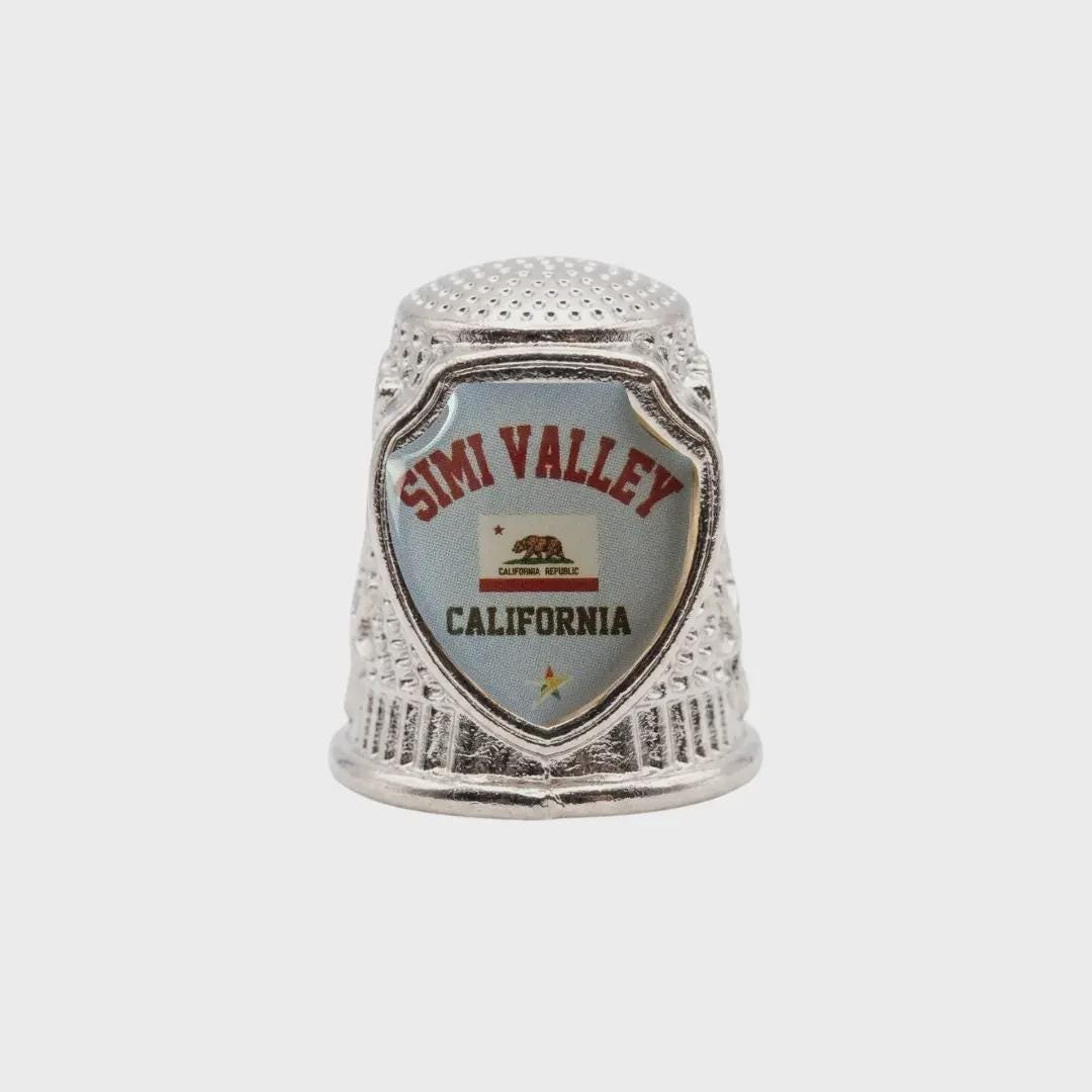 Simi Valley California Souvenir Metal Zinc Thimble
