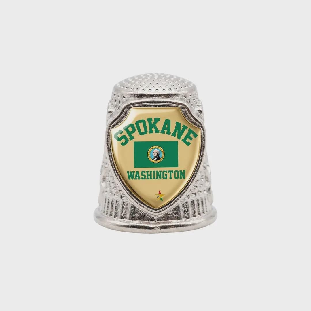 Spokane Washington Collectible Souvenir Metal Zinc Thimble