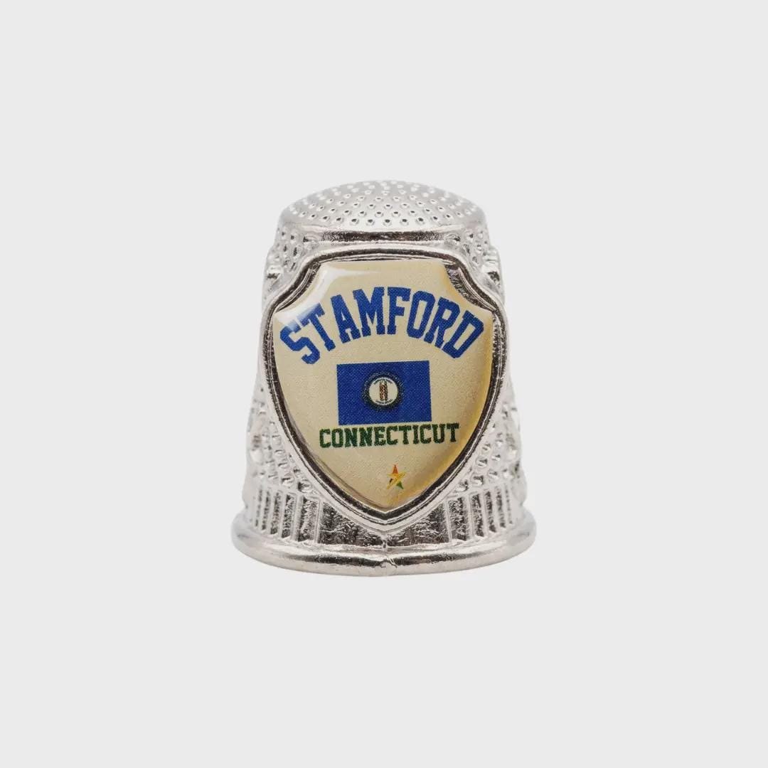 Stamford Connecticut Collectible Souvenir Metal Zinc Thimble