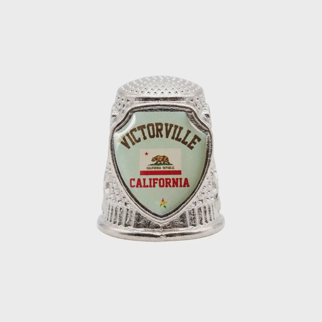 Victorville California Souvenir Metal Zinc Thimble