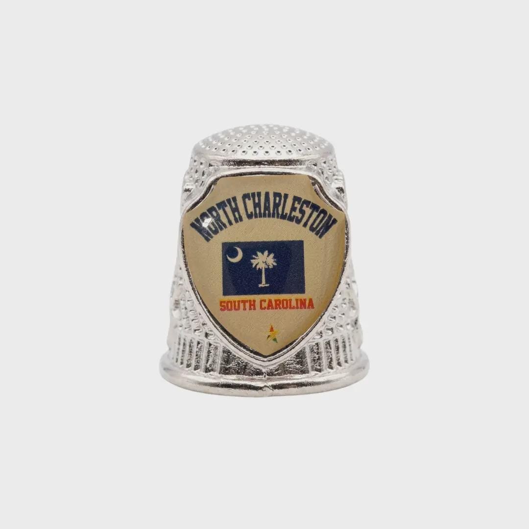 North Charleston South Carolina Souvenir Metal Zinc Thimble