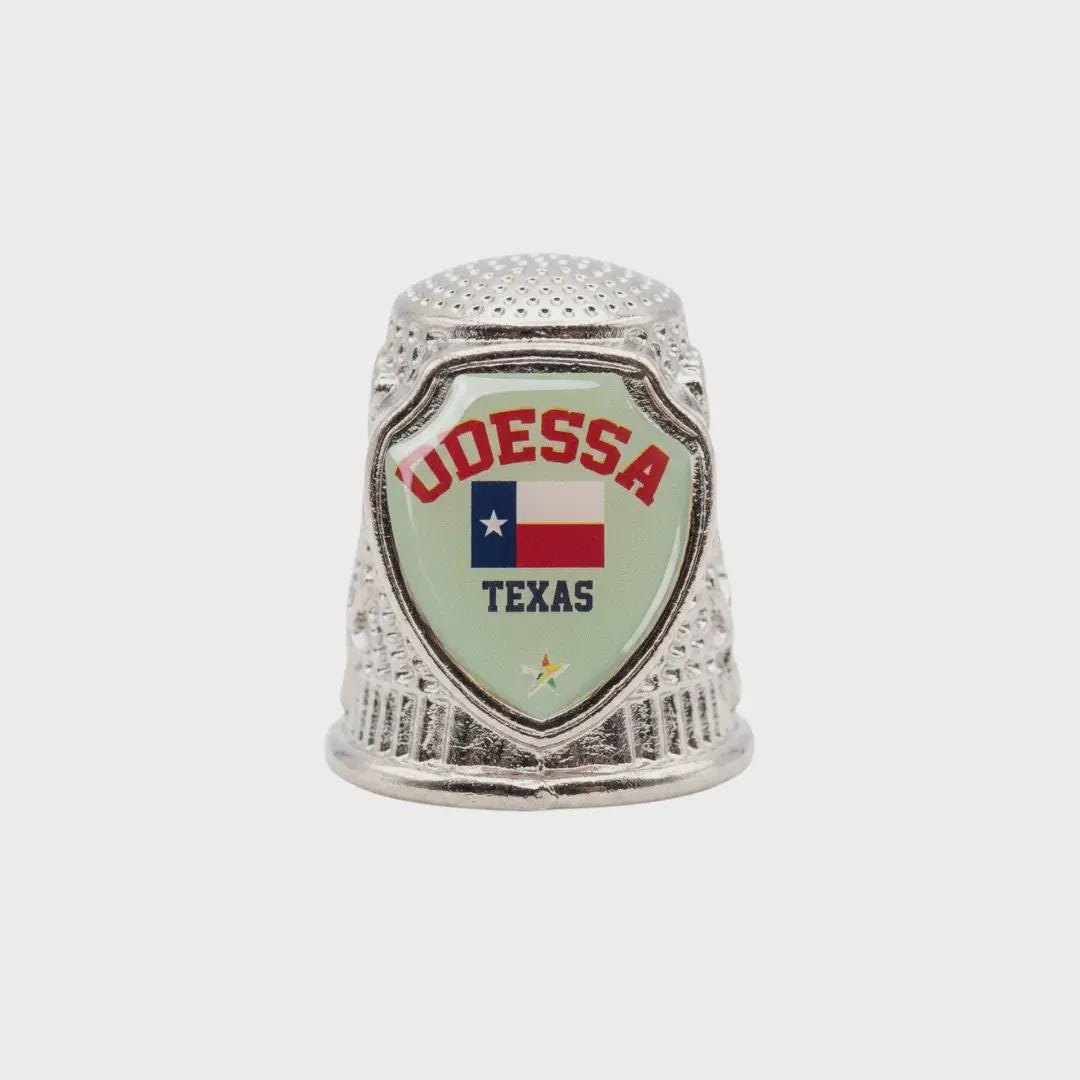 Odessa Texas Collectible Souvenir Metal Zinc Thimble