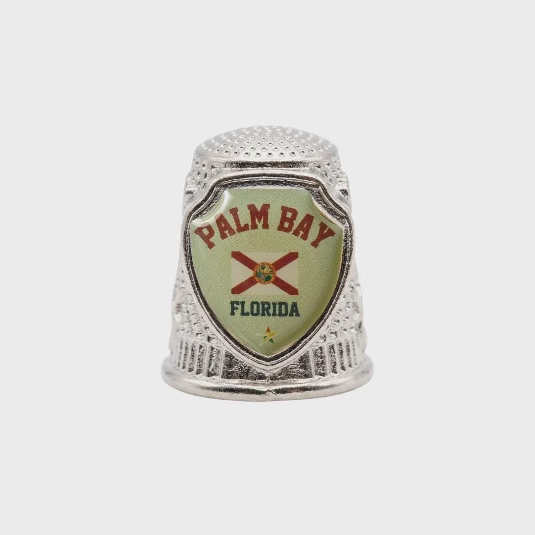Palm Bay Florida Collectible Souvenir Metal Zinc Thimble