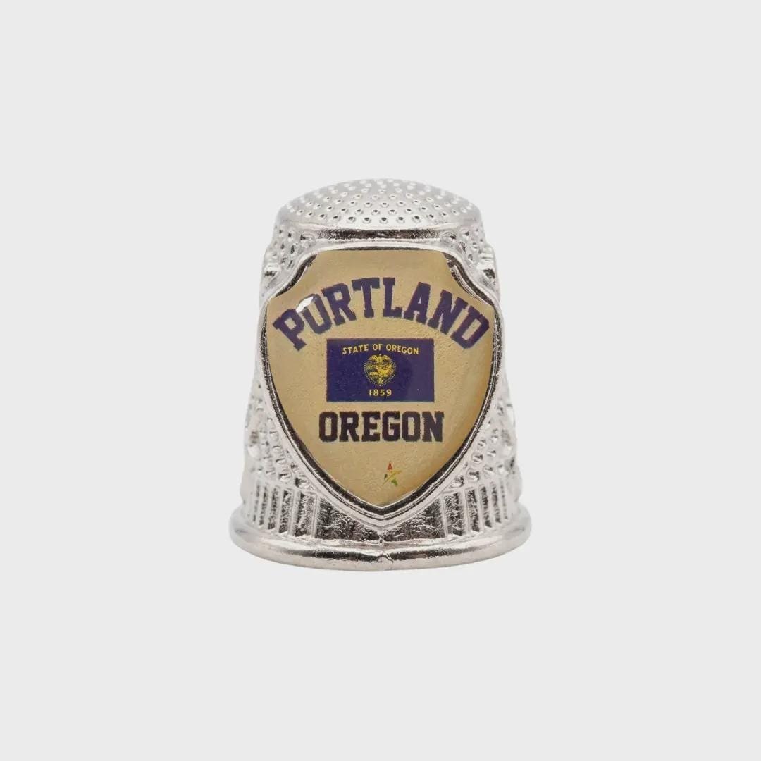 Portland Oregon Collectible Souvenir Metal Zinc Thimble