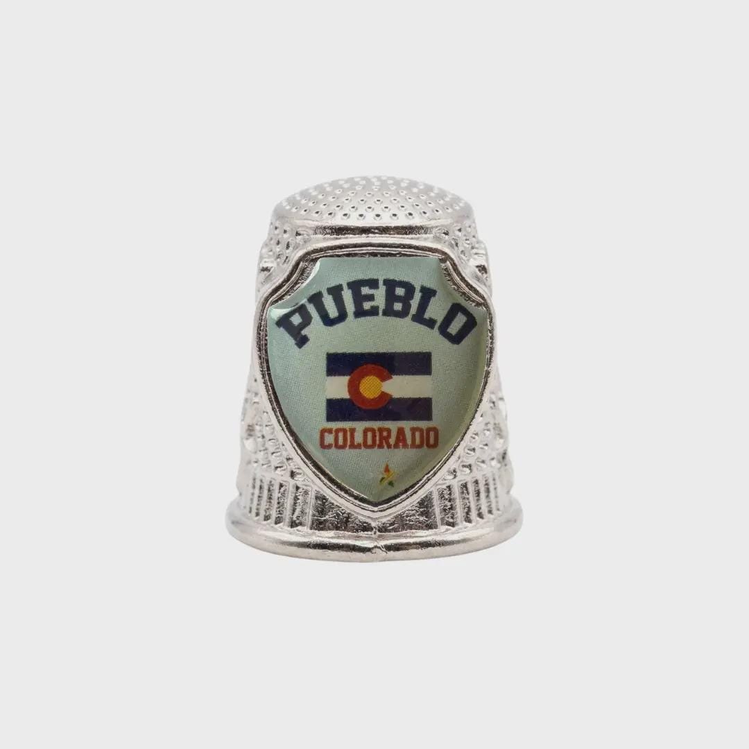 Pueblo Colorado Collectible Souvenir Metal Zinc Thimble
