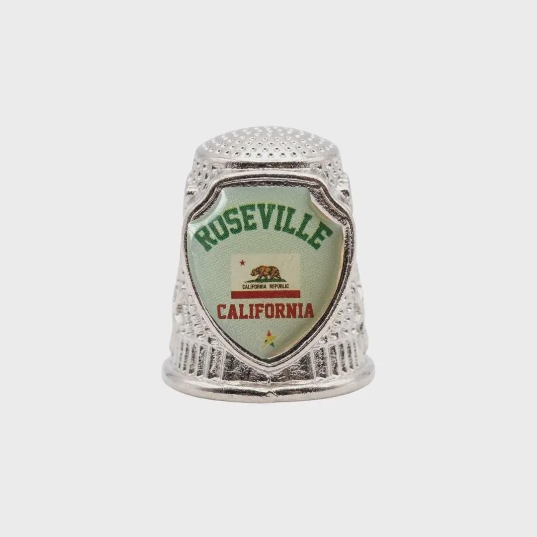 Roseville California Collectible Souvenir Metal Zinc Thimble