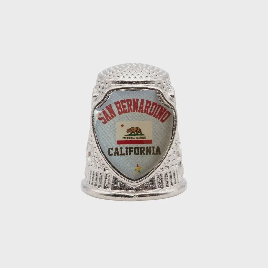 San Bernardino California Souvenir Metal Zinc Thimble