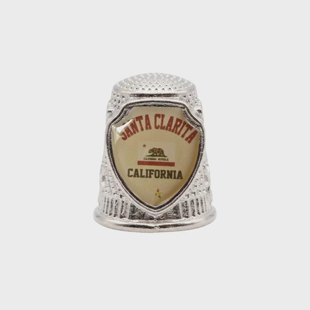 Santa Clarita California Souvenir Metal Zinc Thimble
