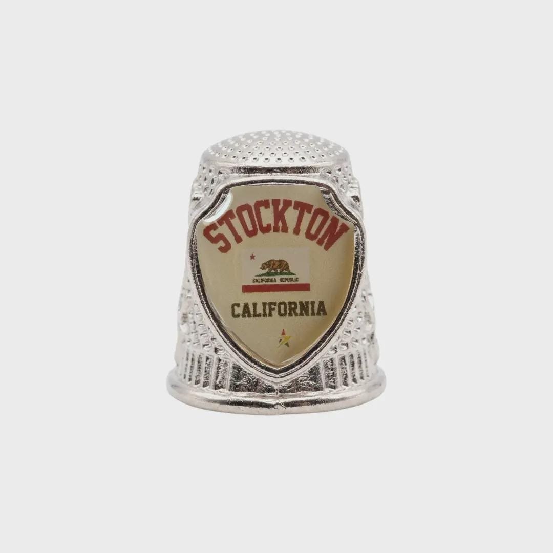 Stockton California Collectible Souvenir Metal Zinc Thimble