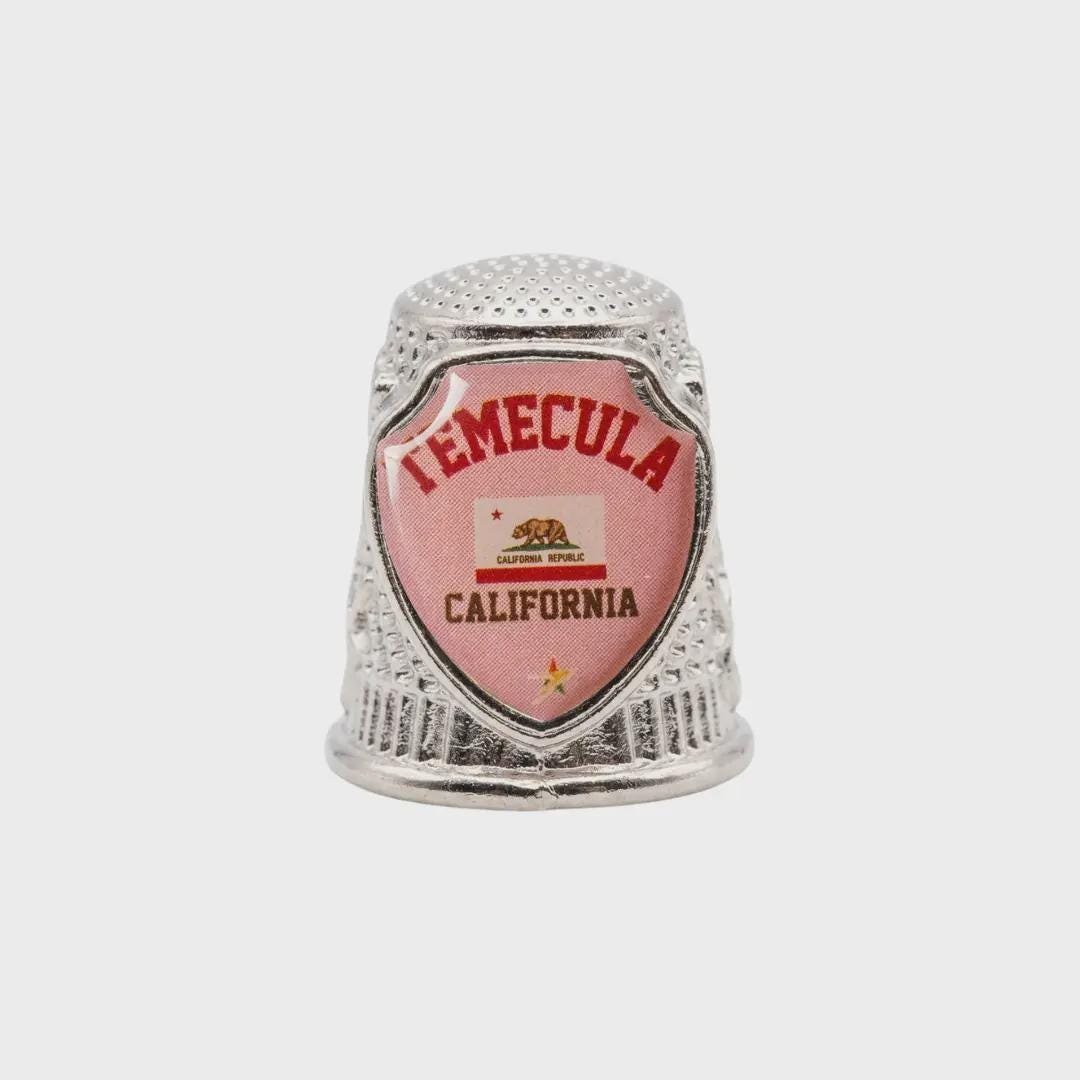 Temecula California Collectible Souvenir Metal Zinc Thimble
