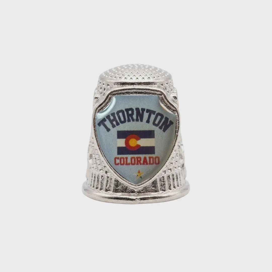 Thornton Colorado Collectible Souvenir Metal Zinc Thimble