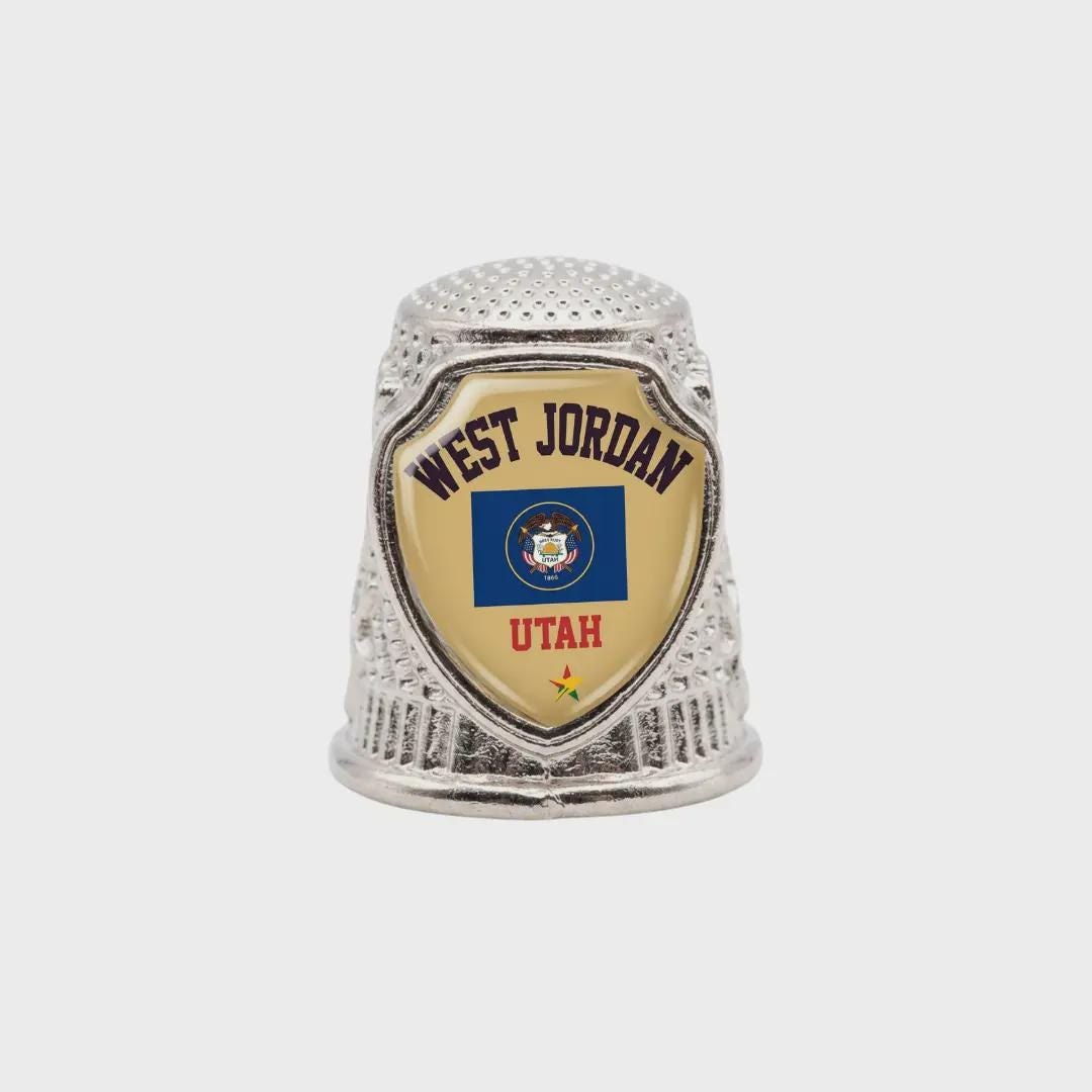 West Jordan Utah Collectible Souvenir Metal Zinc Thimble