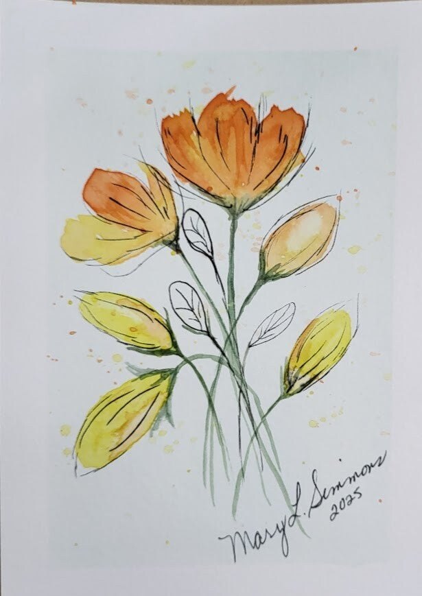 Watercolor flowers painting