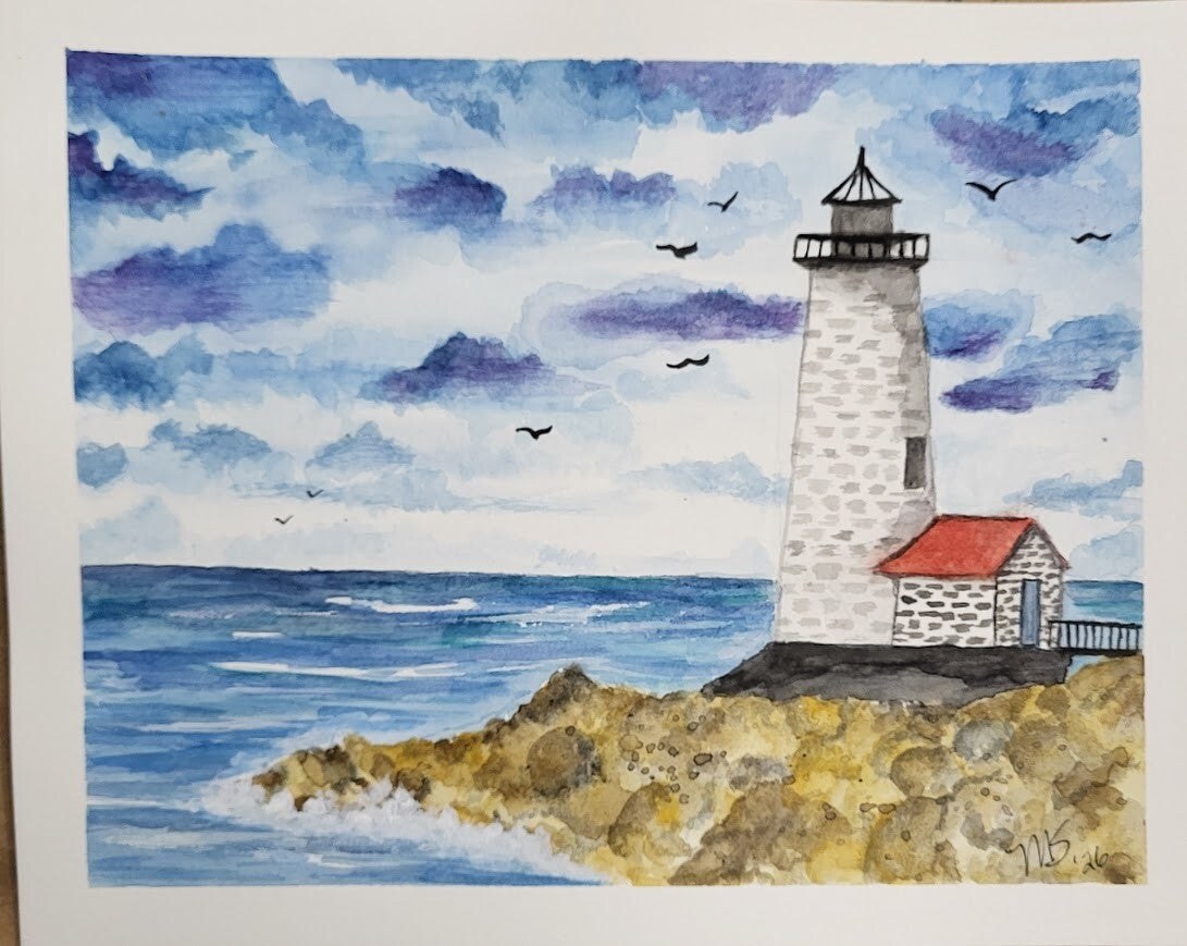 Lighthouse watercolor painting