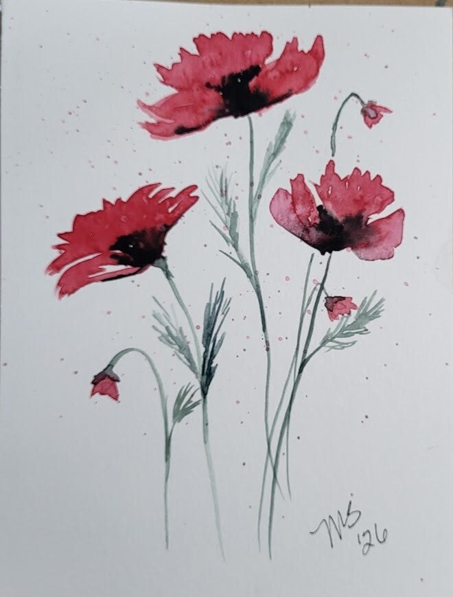 Poppies watercolor painting