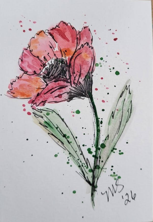 Poppy watercolor painting