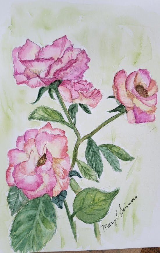 Roses floral watercolor painting