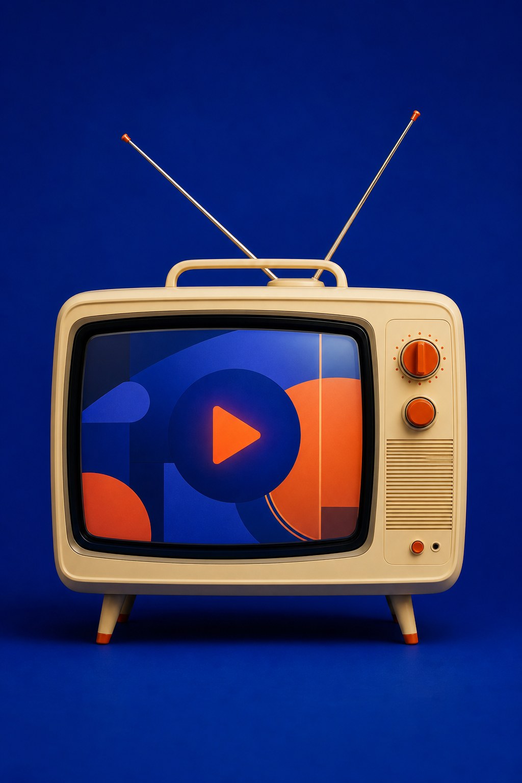 Retro television displaying a video training play icon