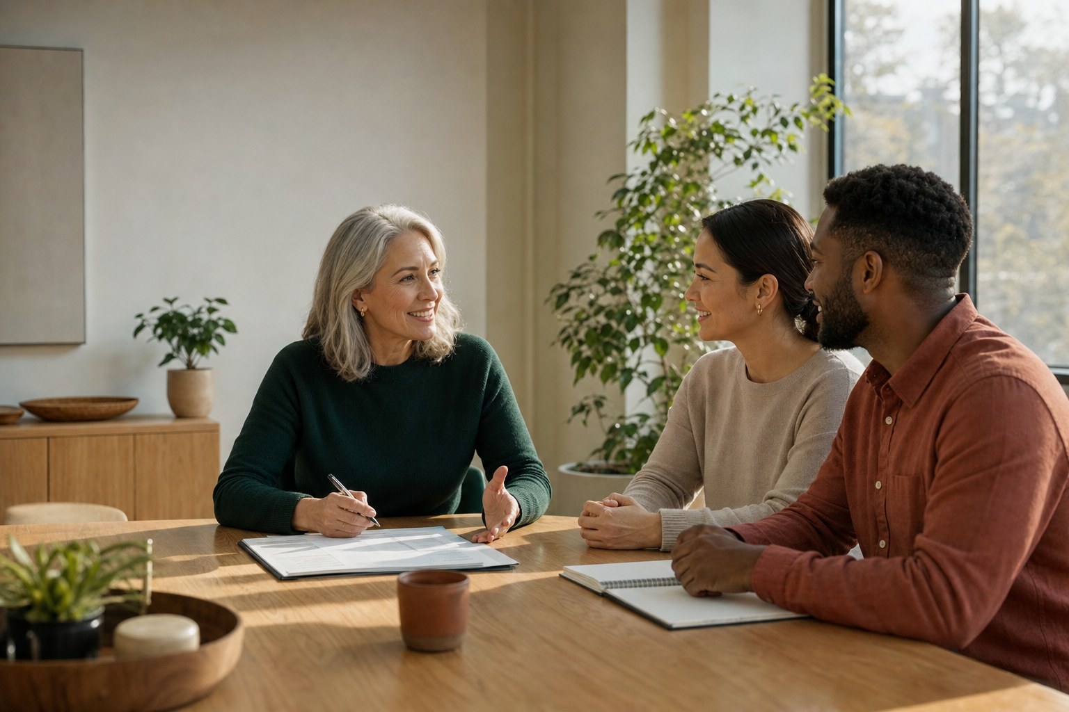 HR advisor speaking with two business owners
