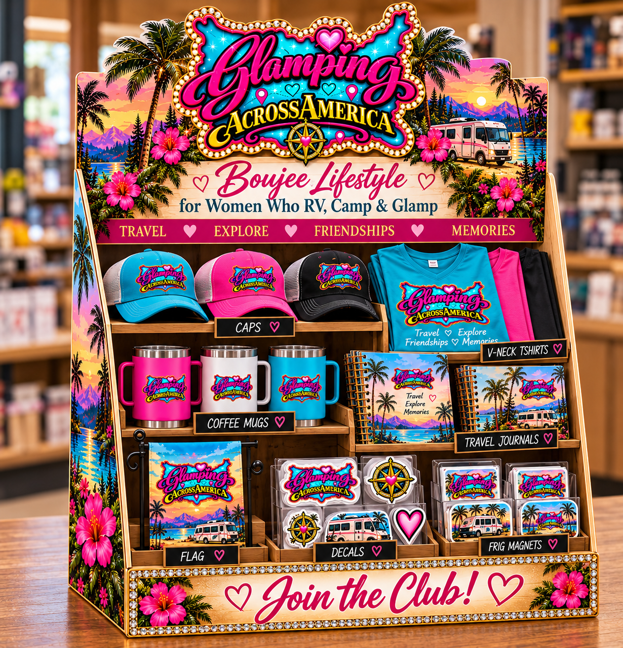 Glamping Across America Table Top display