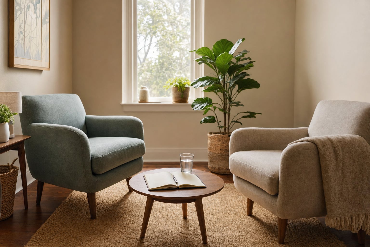 Warm, private consultation space prepared for a thoughtful conversation