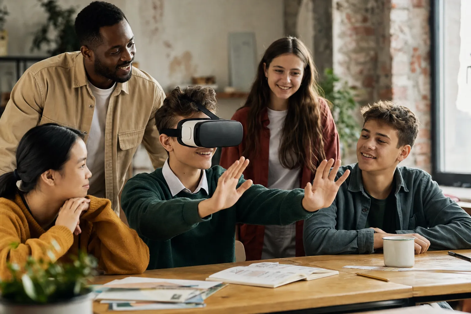 Teenager taking part in an immersive learning session