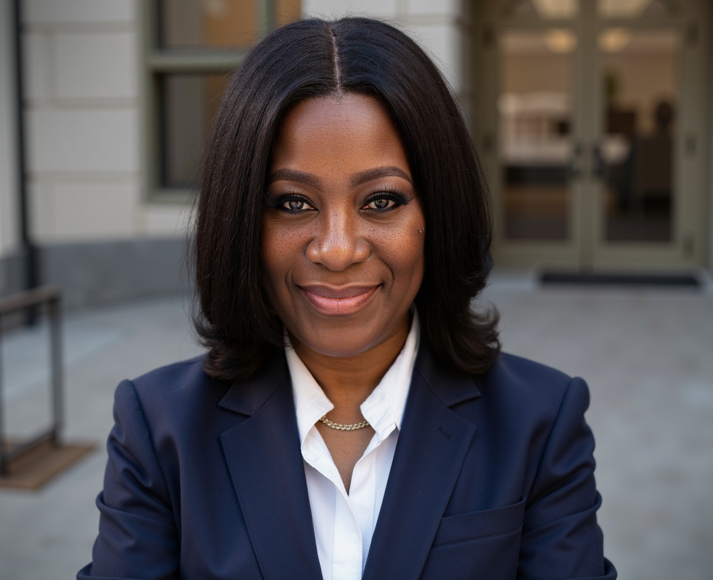 Brenda Maxey in a navy blazer
