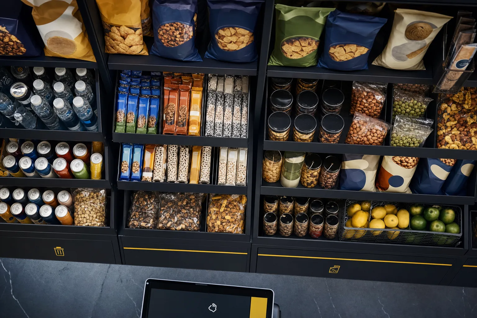 Curated snack and beverage assortment in a micro-market