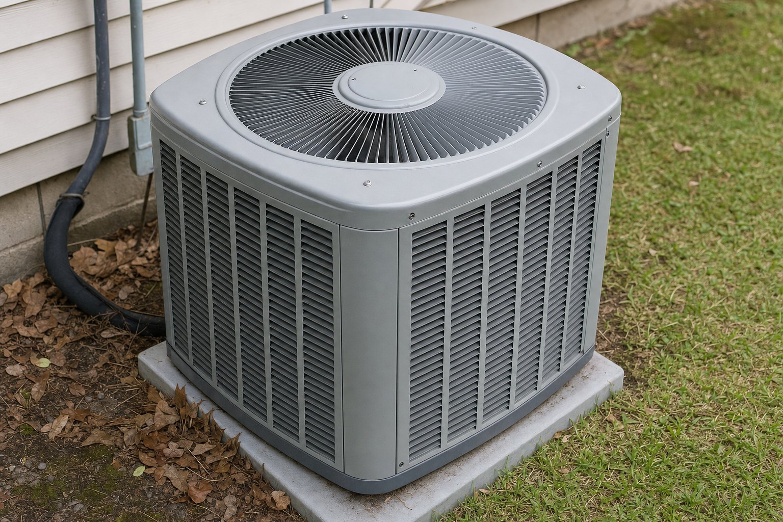 Residential outdoor air conditioner viewed safely from above