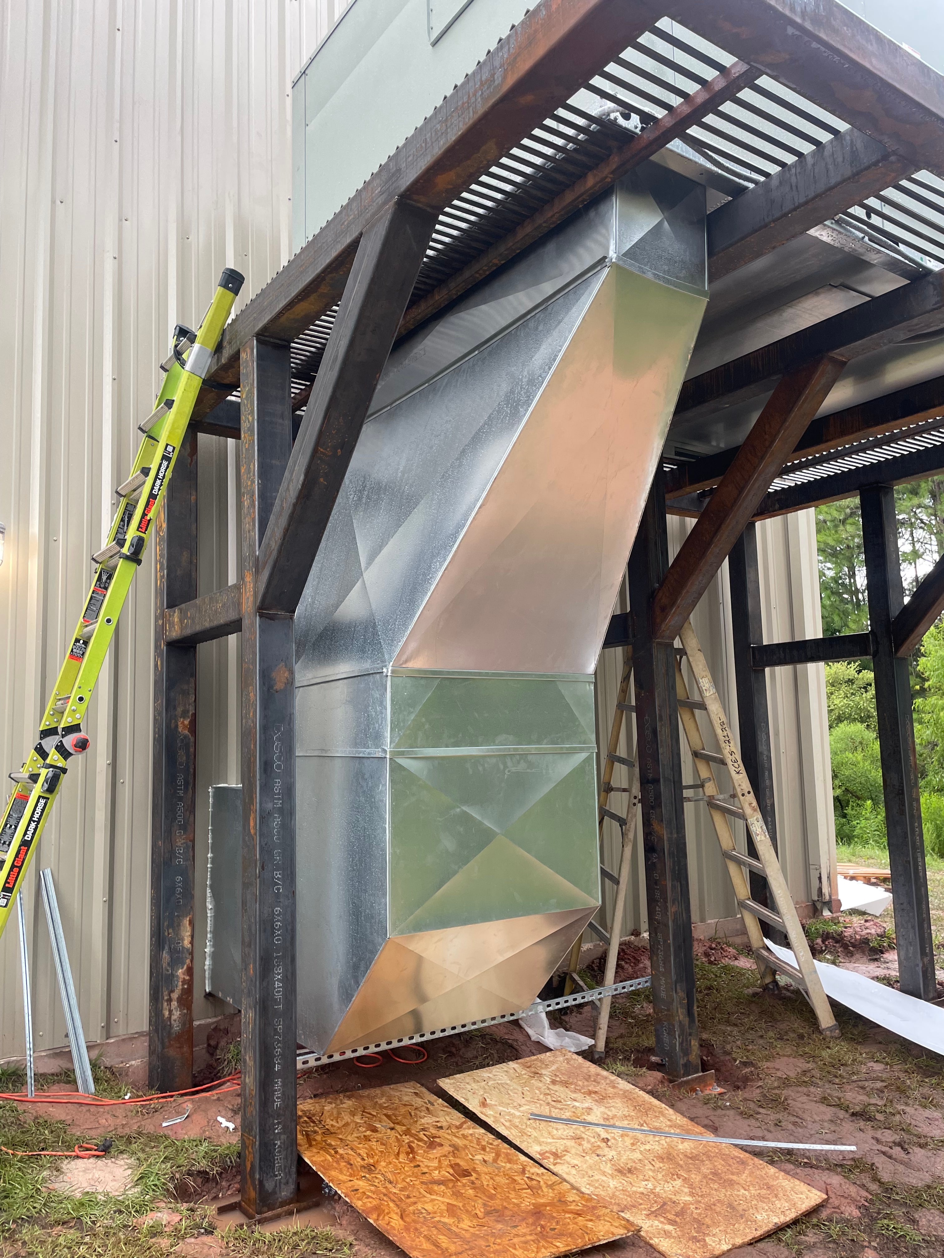 New exterior duct transition installed at a building
