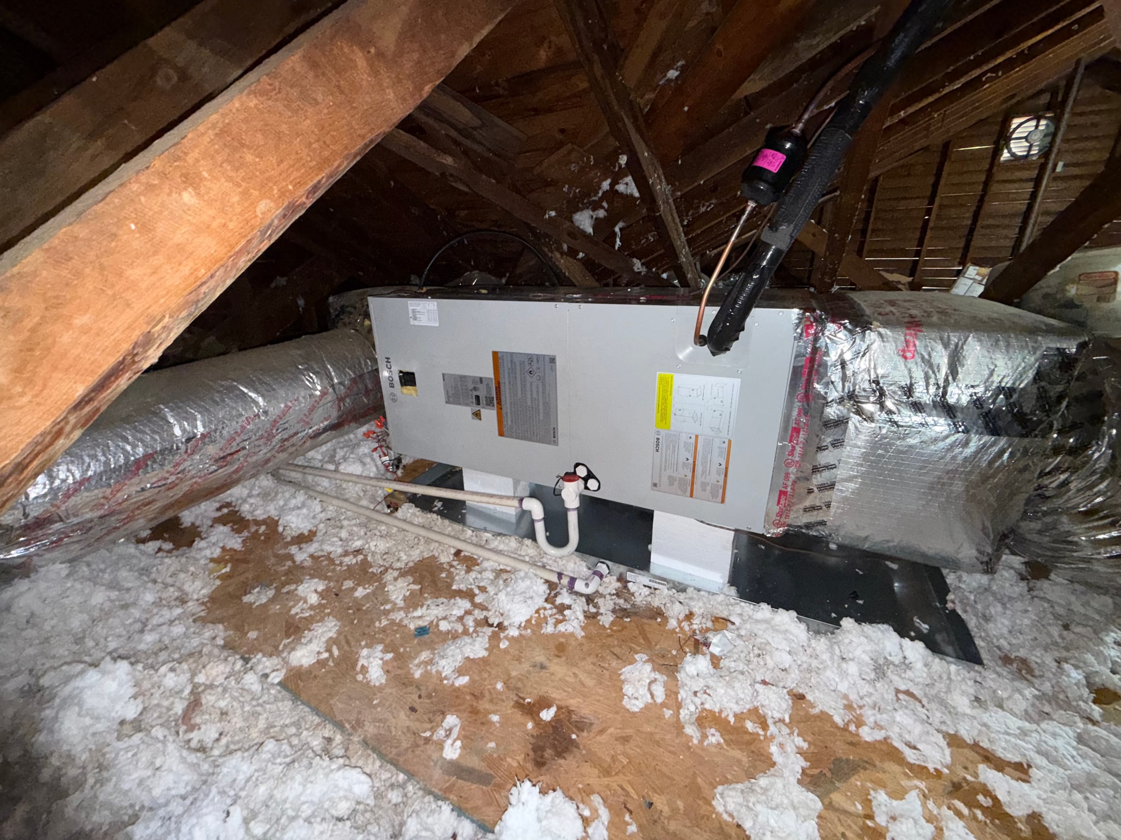 Air handler installed in a home's attic