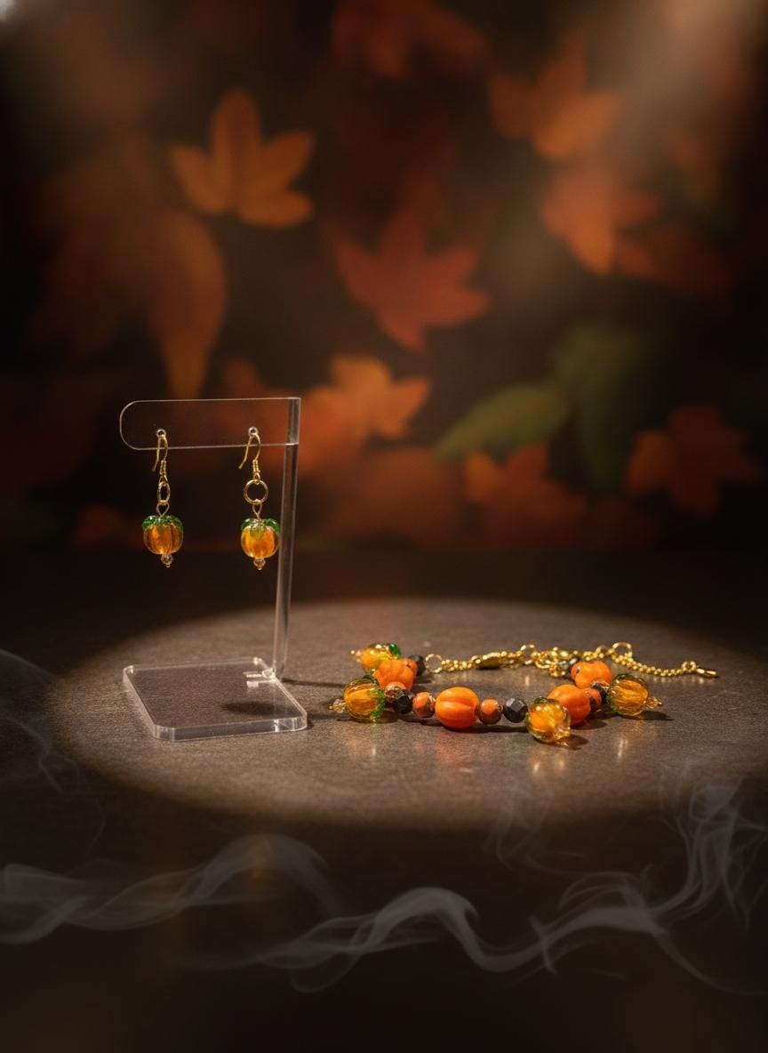 Glass Pumpkin Jewelry Set view 3
