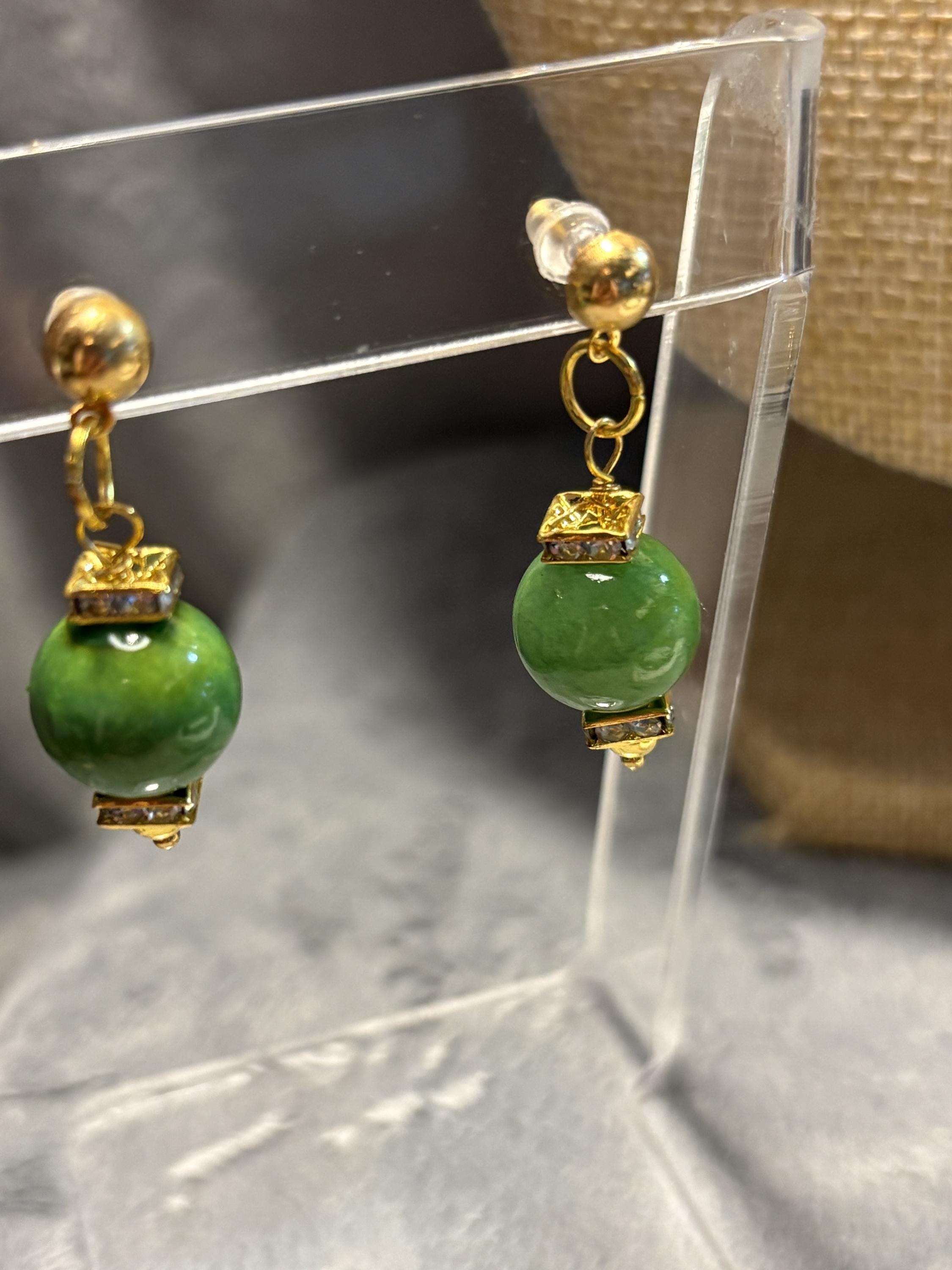 Green Quartz Jewelry Set, Gemstone Necklace Bracelet Earrings, Gold Tone Crystal Beaded Jewelry, Handmade Gift for Her view 7