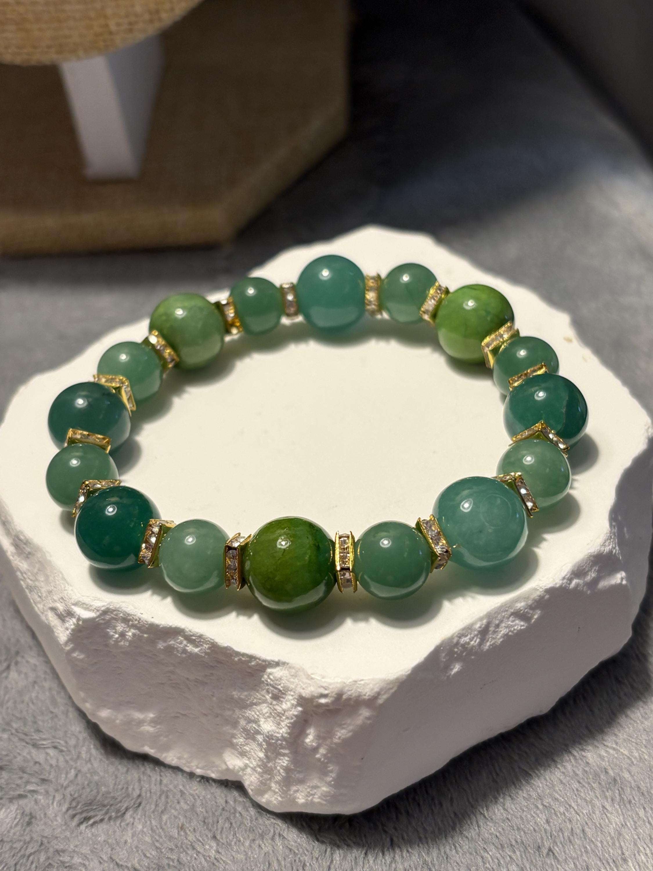 Green Quartz Jewelry Set, Gemstone Necklace Bracelet Earrings, Gold Tone Crystal Beaded Jewelry, Handmade Gift for Her view 8