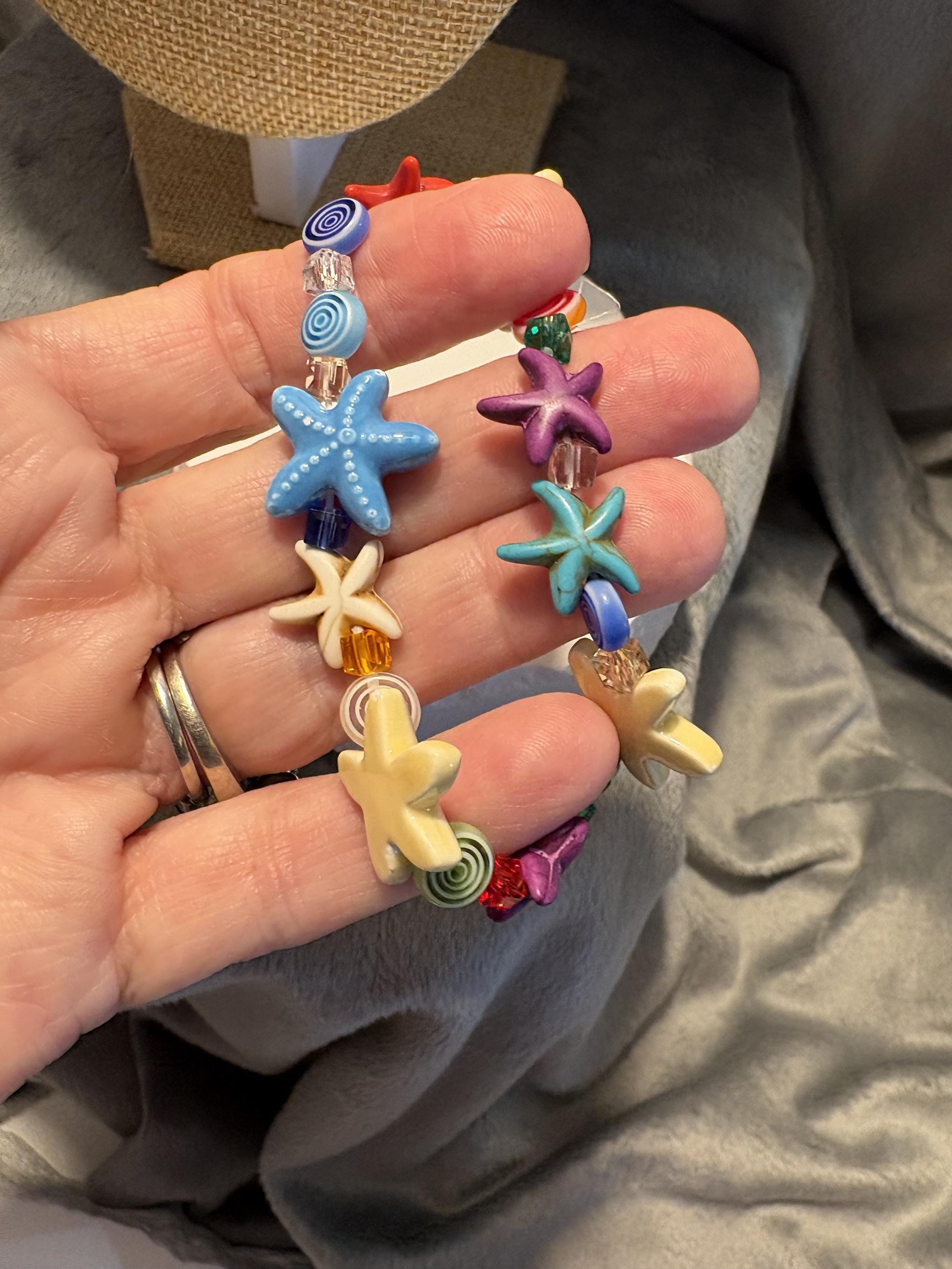Hand Blown Glass Fish Jewelry Set, Starfish Necklace Bracelet Earrings, Colorful Beach Ocean Jewelry view 9