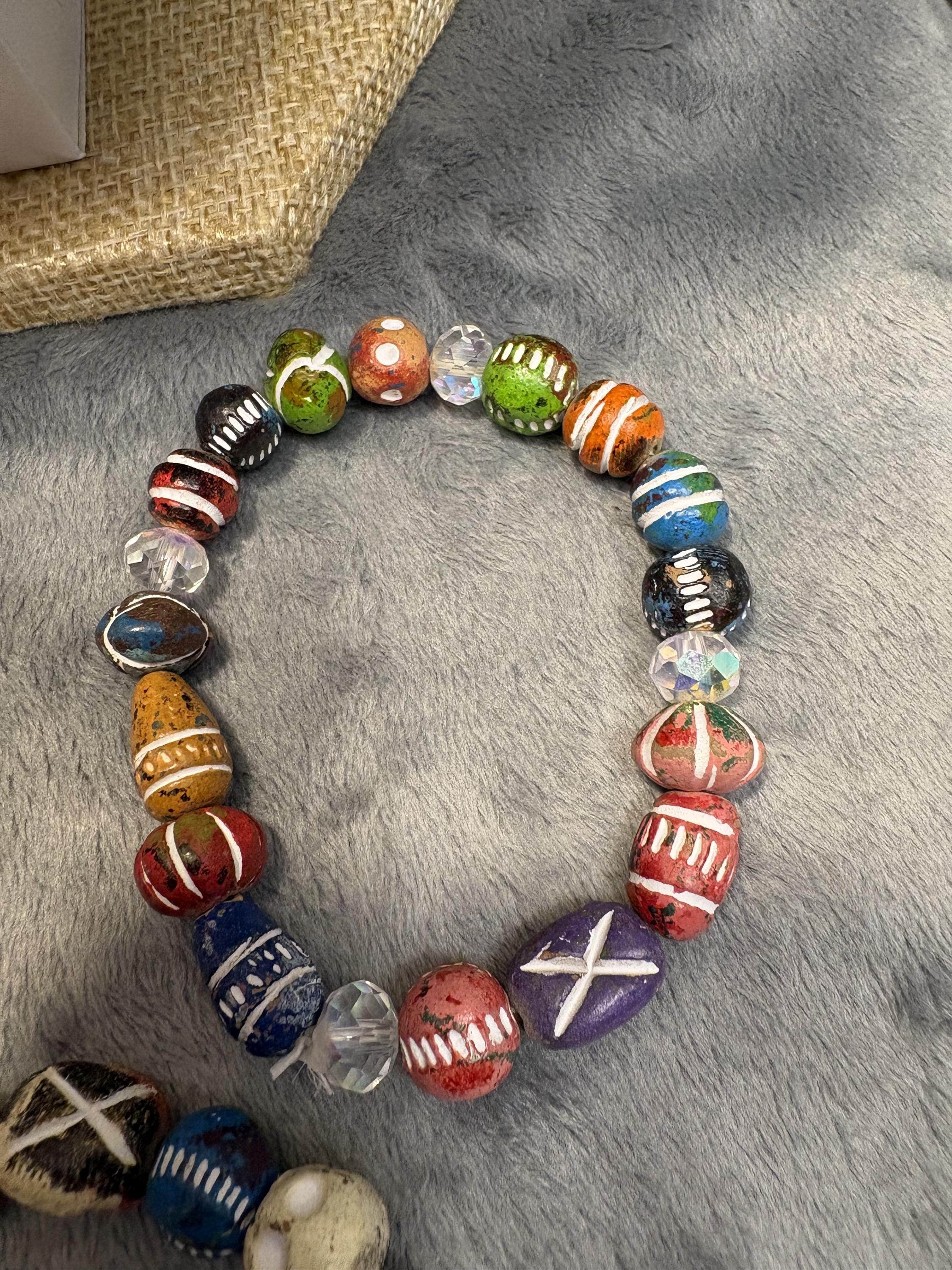 Hand Painted Clay Bead Jewelry Set, Colorful Boho Choker Necklace, 3 Bracelets and Earrings, Artisan Bead Jewelry Gift view 10