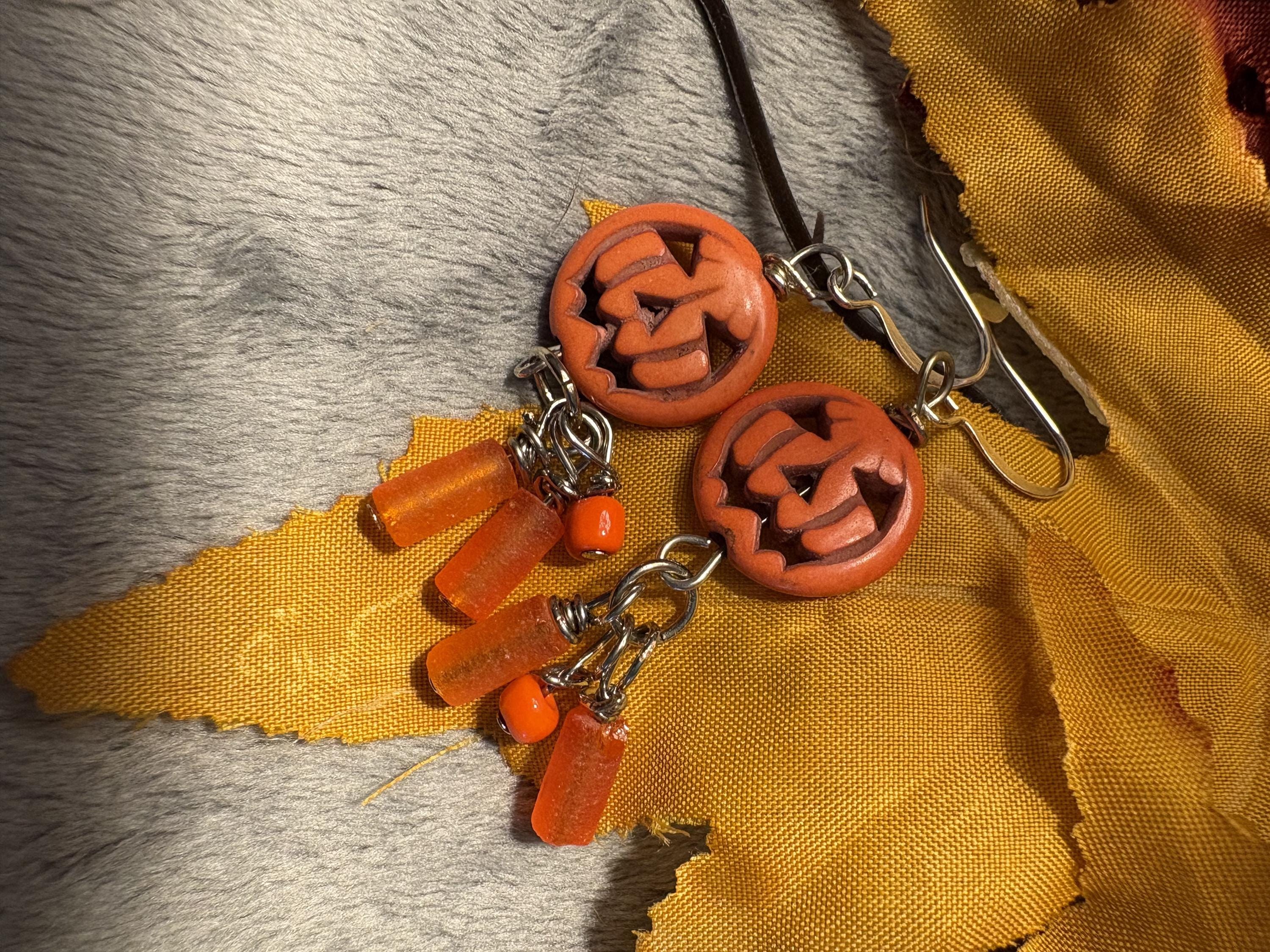Handmade Halloween Pumpkin Earrings view 10