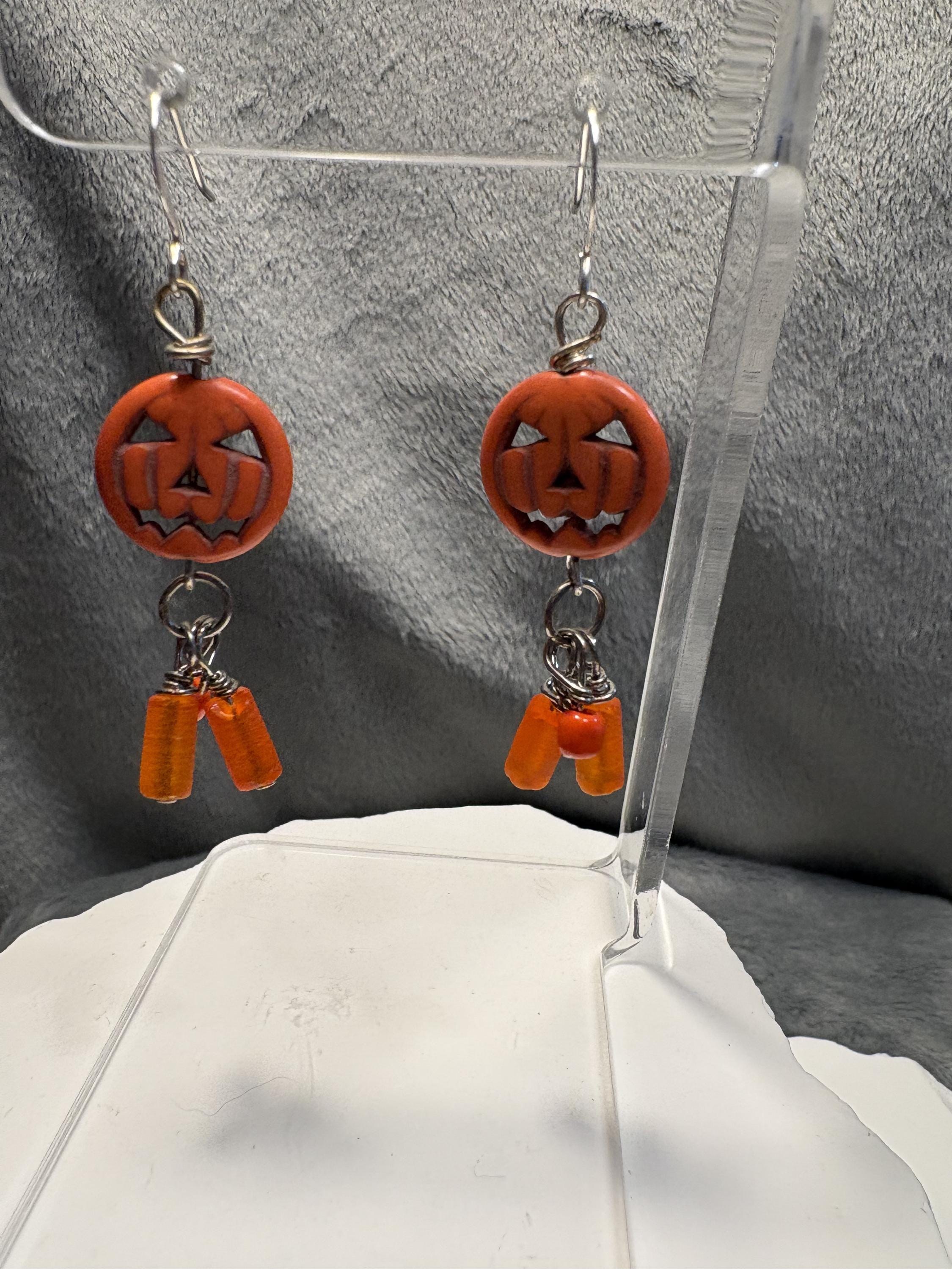 Handmade Halloween Pumpkin Earrings view 11