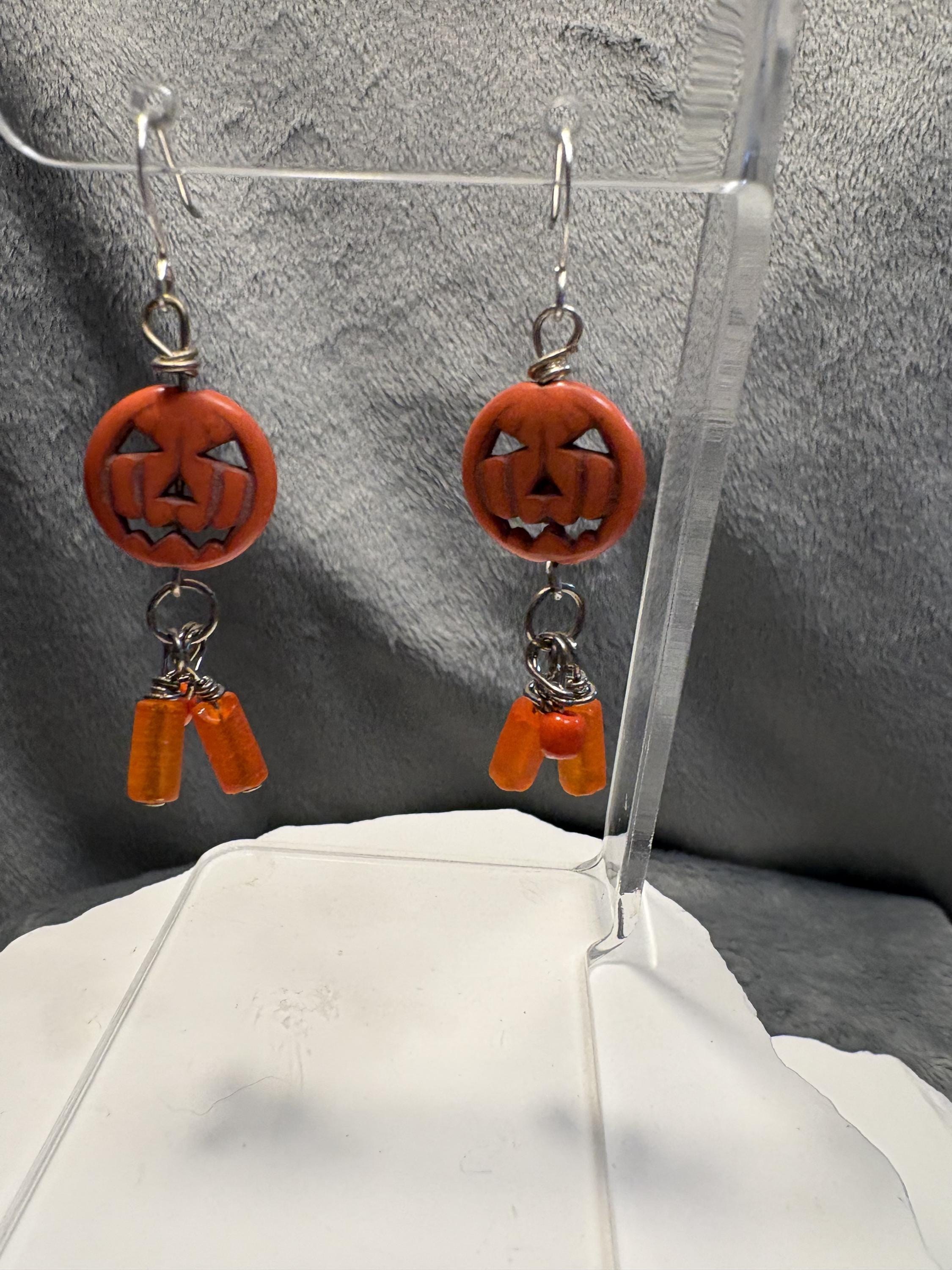 Handmade Halloween Pumpkin Earrings view 12