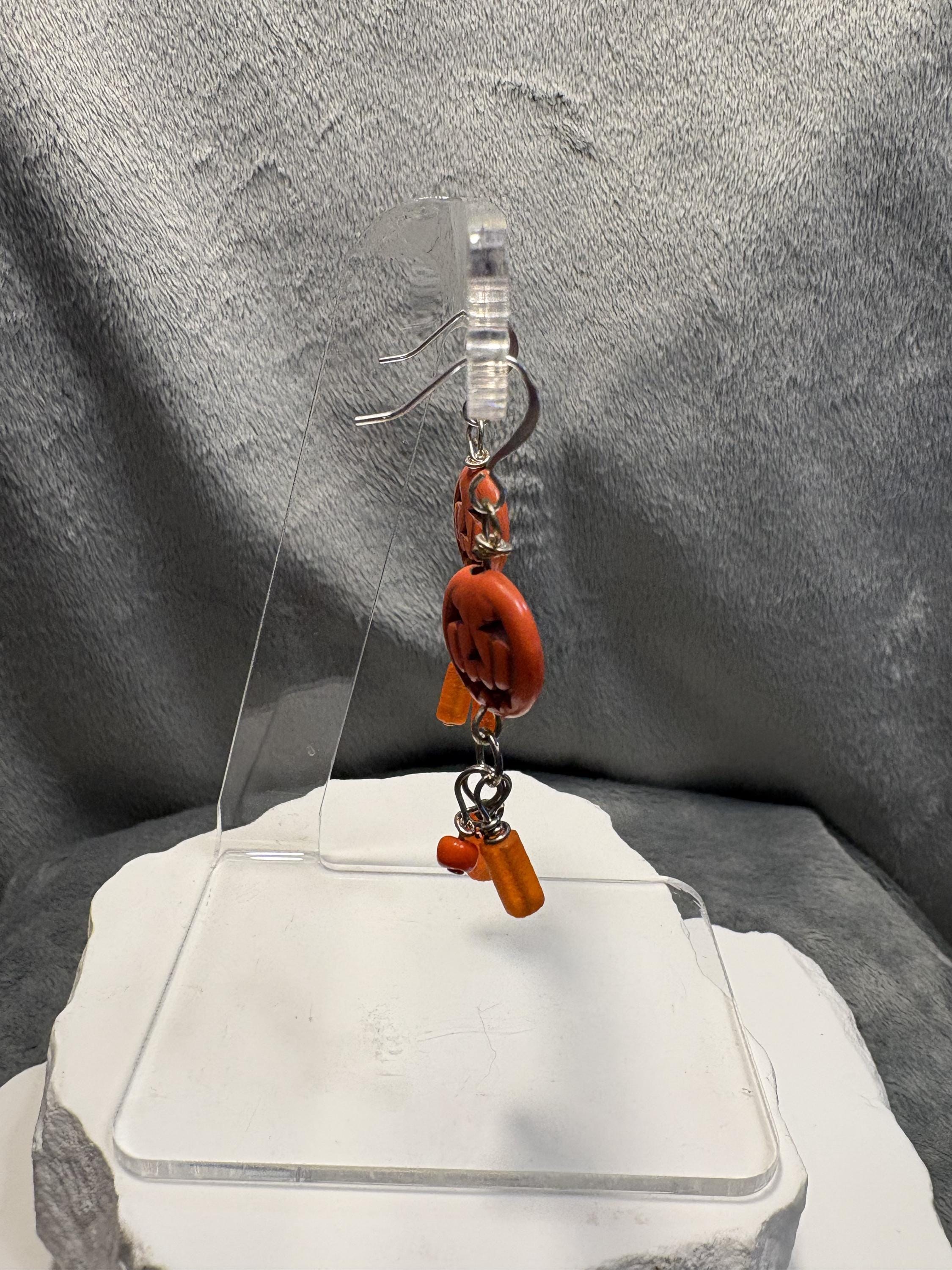 Handmade Halloween Pumpkin Earrings view 13