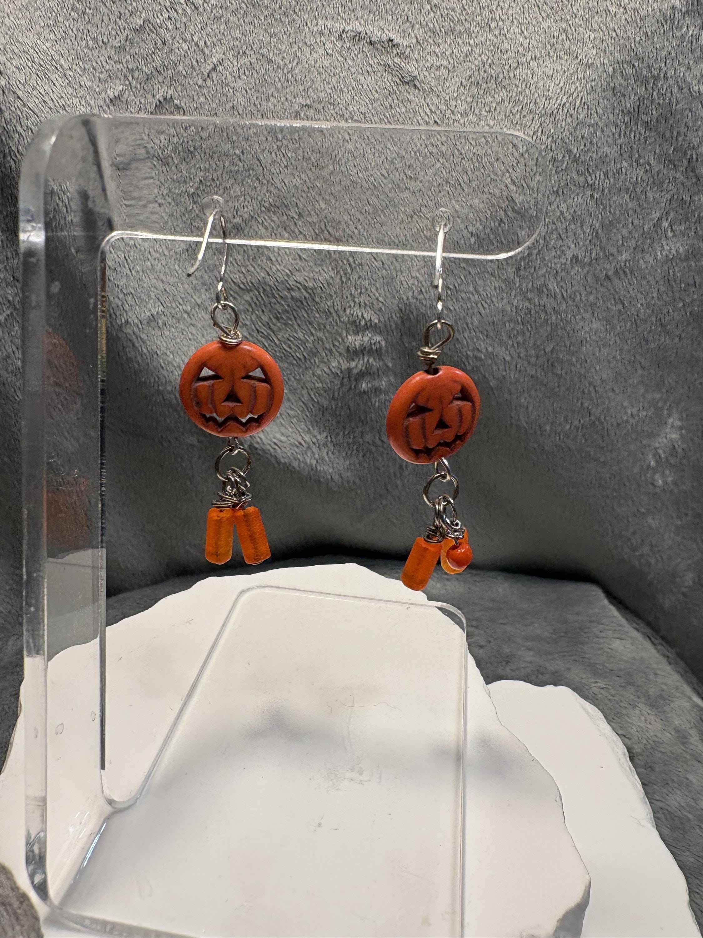 Handmade Halloween Pumpkin Earrings view 14