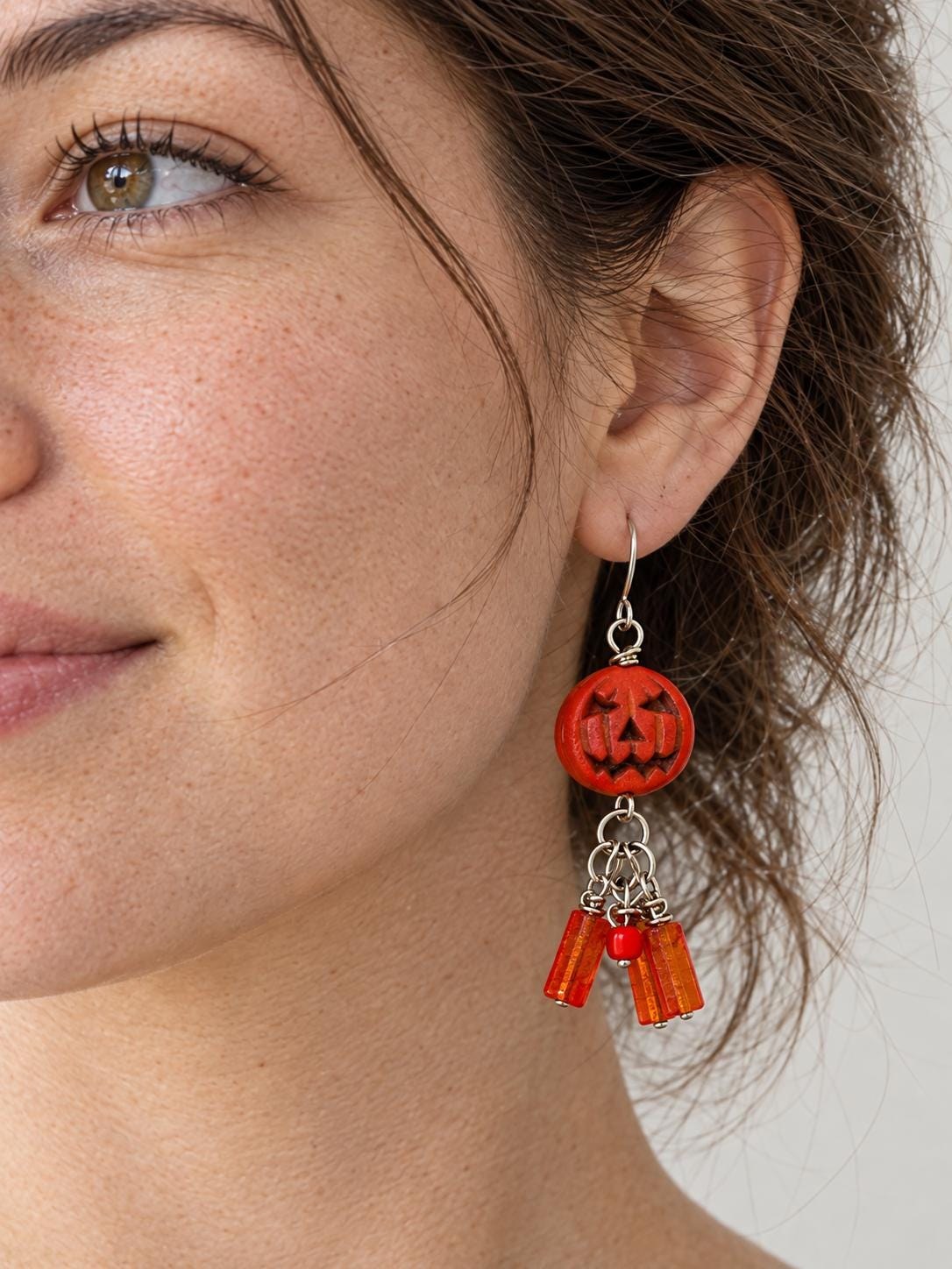 Handmade Halloween Pumpkin Earrings view 2