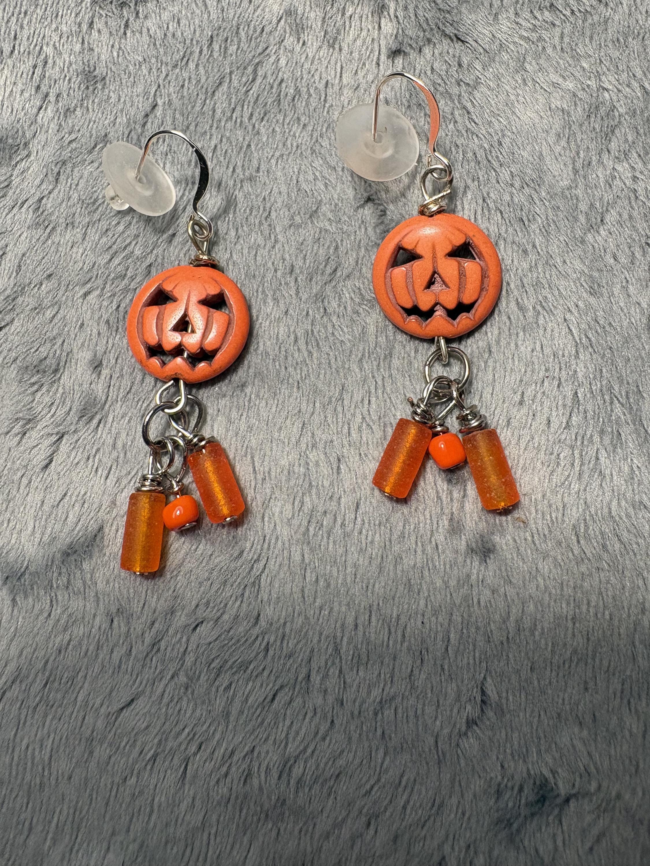Handmade Halloween Pumpkin Earrings view 5