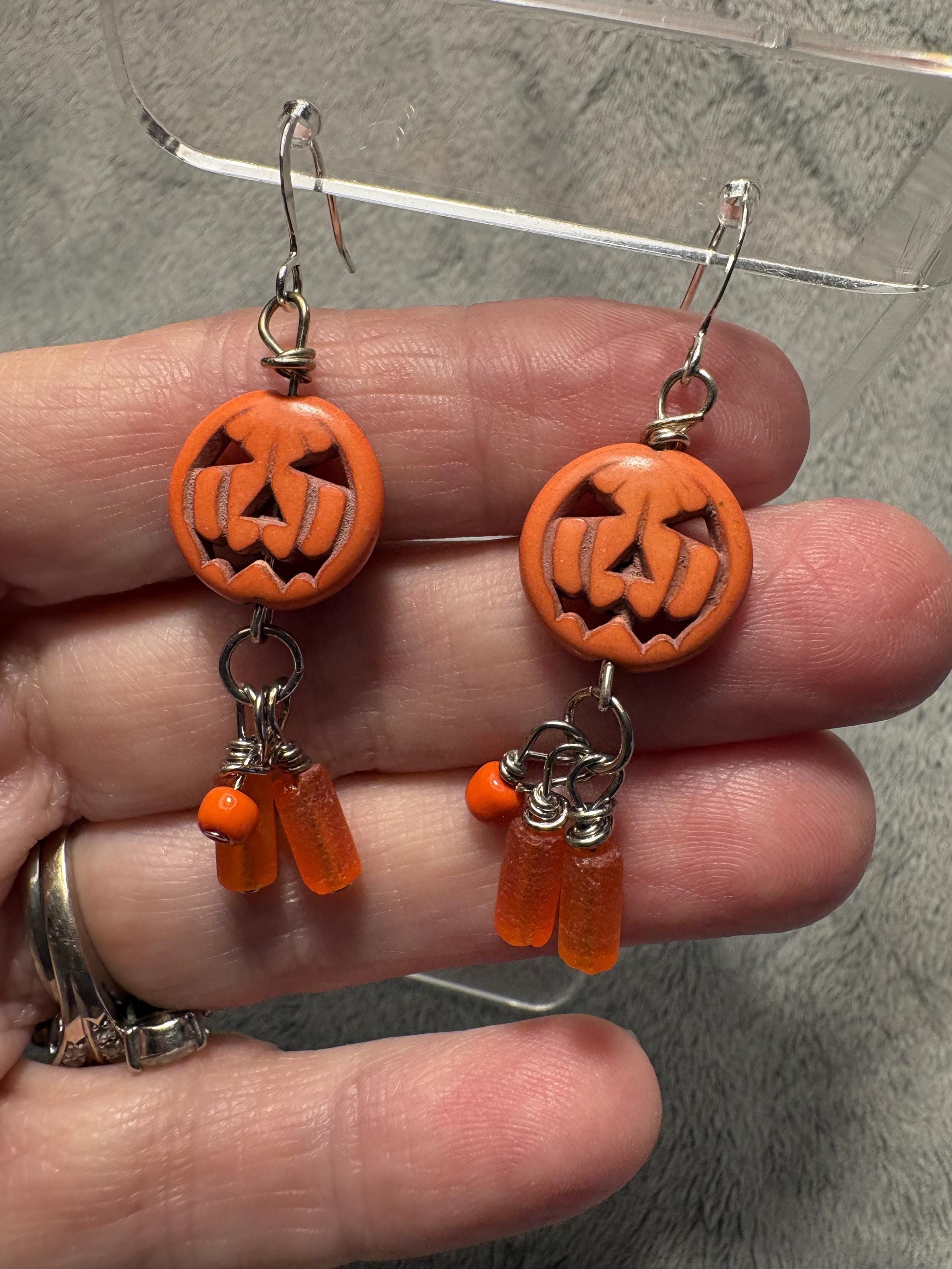 Handmade Halloween Pumpkin Earrings view 7
