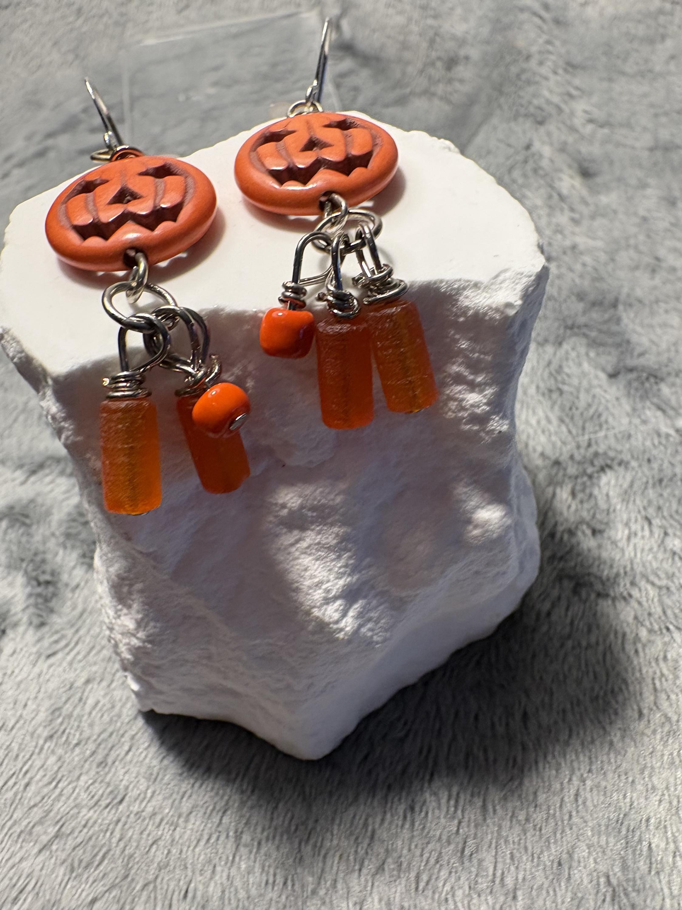 Handmade Halloween Pumpkin Earrings view 9