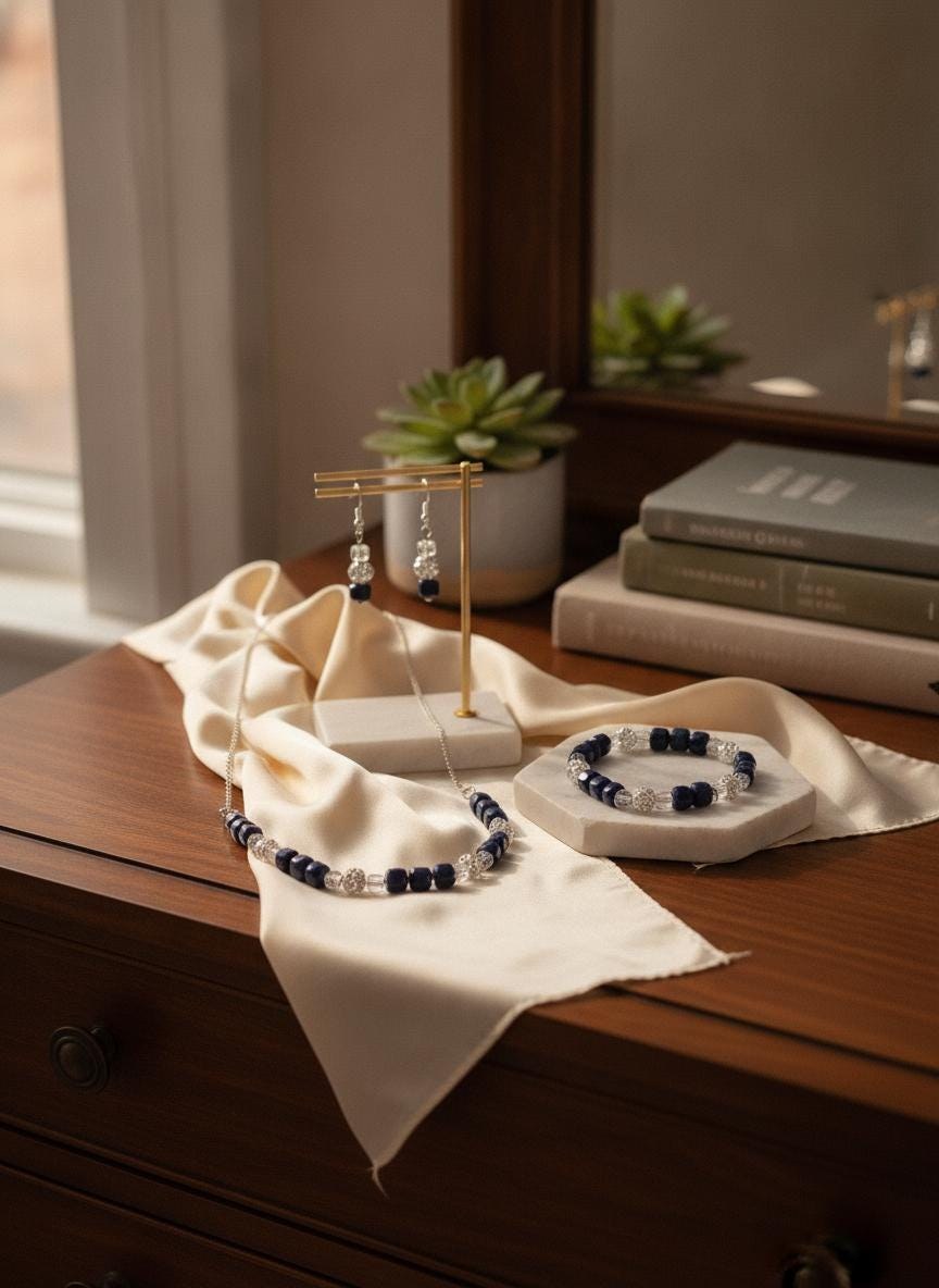 Handmade Lapis Lazuli Jewelry Set view 2