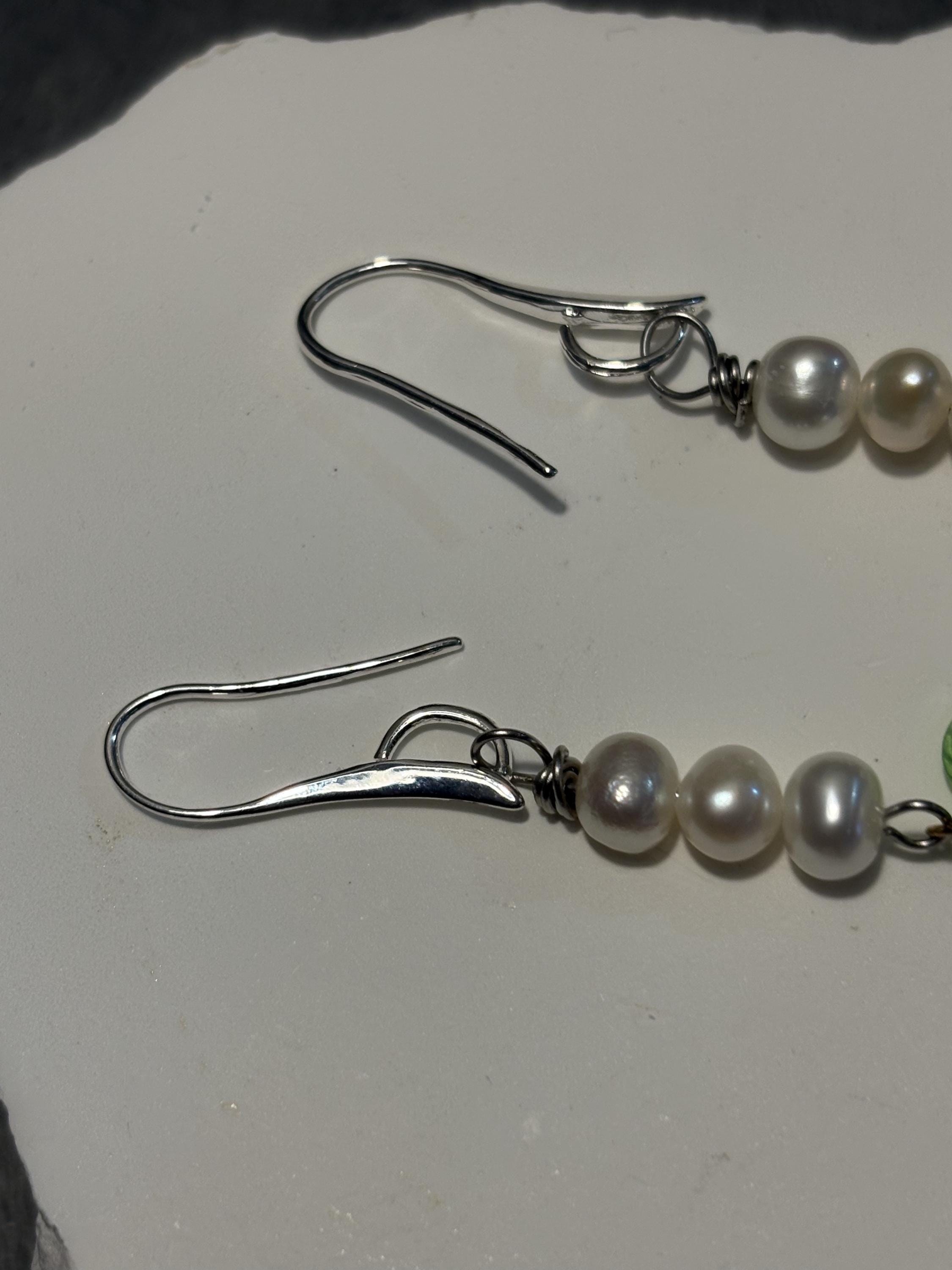 Handmade Lily of the Valley Pearl Jewelry Set, Floral Necklace, Bracelet, Earrings view 15